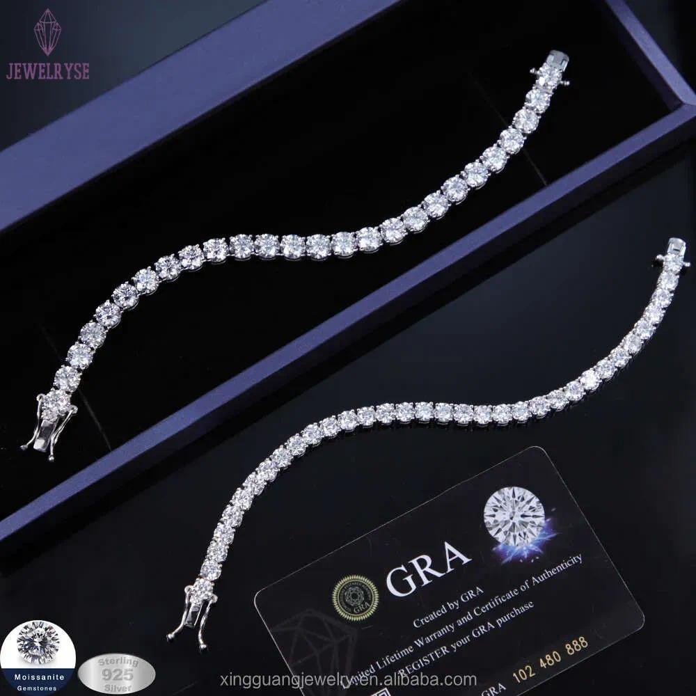 Moissanite Tennis Chain Fashion Jewelry Men Bracelet Diamond 5mm 6.5mm Sier Gold Plated Fine Jewelry Bracelet VVS Moissanite Tennis Chain for Men Wome