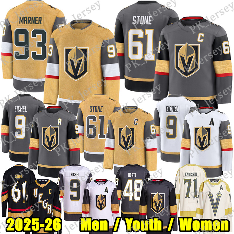 #93 Mitchell Marner vegas hockey jersey #61 Mark Stone Jack Eichel Ilya Samsonov Dorofeyev William Karlsson Tomas Hertl Smith Holtz golden knights Adin Hill jerseys