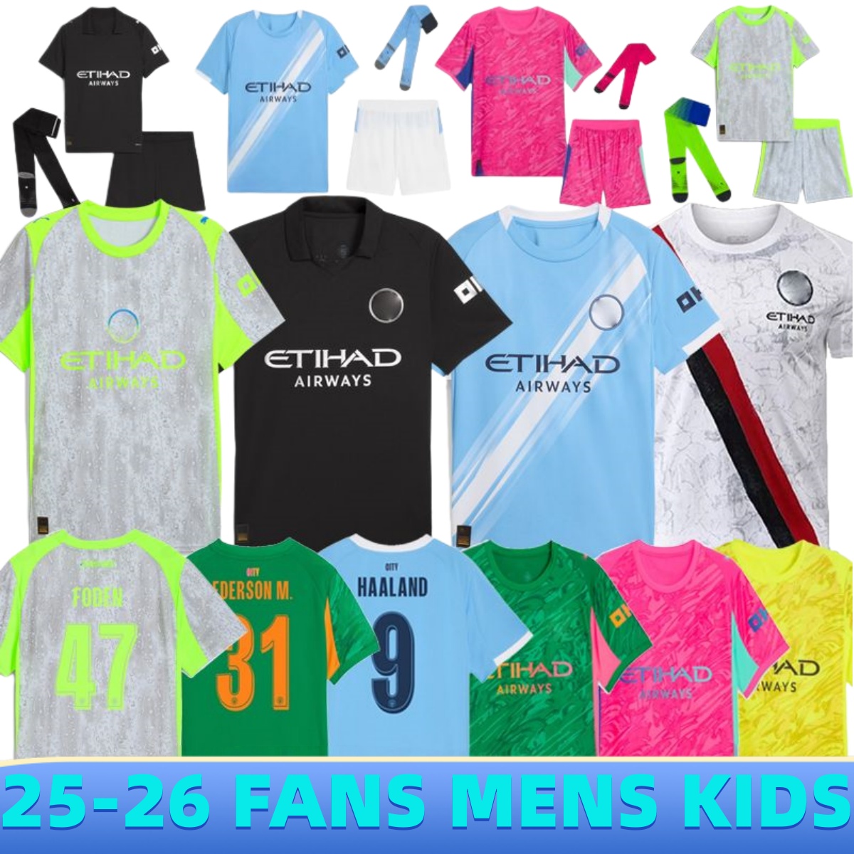 mans city 25 26 Soccer Jerseys HAALAND RODRIGO Reijnders Bernardo FODEN DE BRUYNE Gvardiol Doku fans player version 2025 2026 Football Shirt Mens kids kit uniform