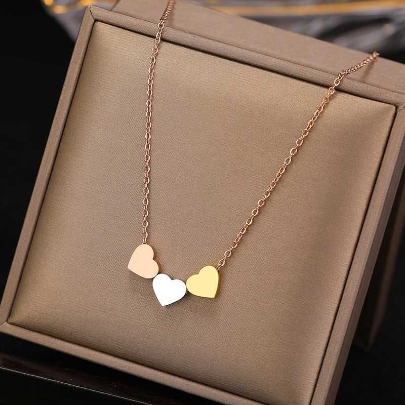 Stainless Steel Necklaces New Trend Sweetheart Gold Color Silver Color Metal Charms Pendants Chains Fashion Necklace For Women M251211