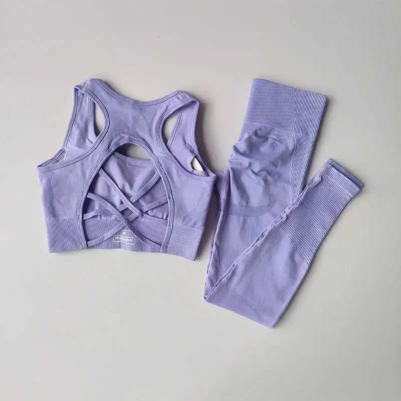 2PCS Sports Bra Womens Set Professional Fitness Tank Top Bra Shockproof Running Leggings Yoga Suit Beautiful Back Bra ClothingT251211