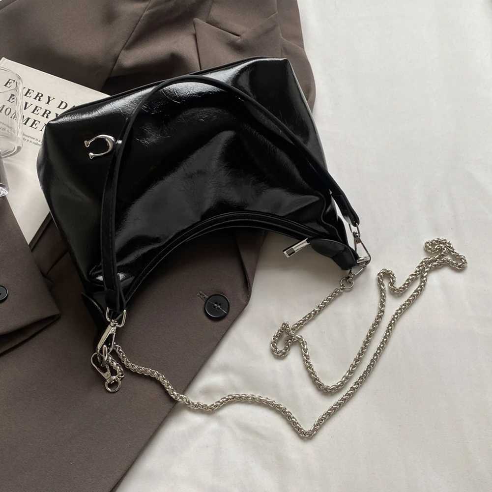 Wen PU Casual Tote Handbag Large Capacity Chain Sling Bag Zipper Closure Elegant Underarm Bag Mti-pockets Simple Sahel Bag Y251211