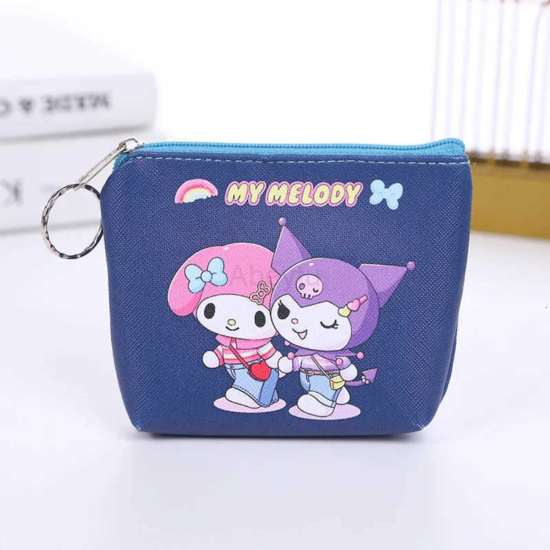 Sanrio Cartoon Kuromi Hello Kitty My Melody Printed Children PU Zip Coin Purse Bags Girls Storage Pouch Wallets Mini Wallet H251211