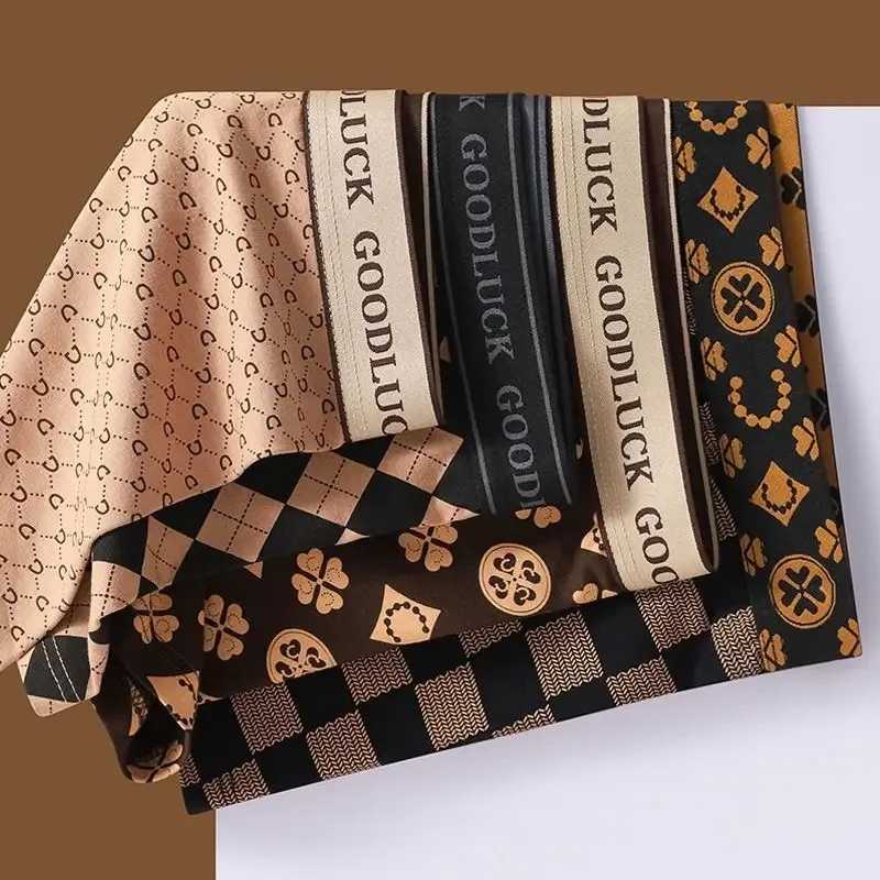 4pcs/set Men's Underwear Sexy Boxer Antibacterial Breathable Print Men Boxer Shorts New Style Boys Thin Flat Corner Panties