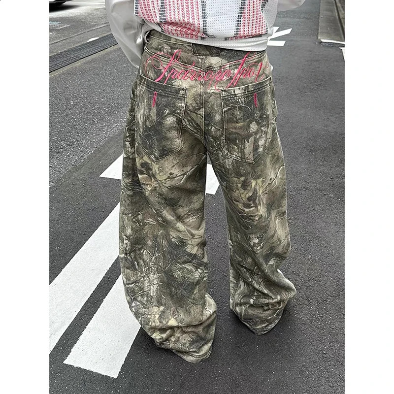 ZHIZOU Women Gothic Baggy Y2k Jeans American 2000s Style Embroidery Jean Pants Vintage Harajuku Oversize Denim Trousers Autumn Z260314