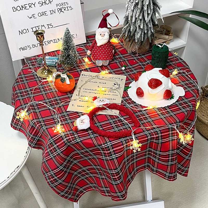 Christmas Red Green Grid Tablecloth Rectangle Dinner Table Cloth INS-style Restaurant Table Cover Christmas New Year Party Decor H251211