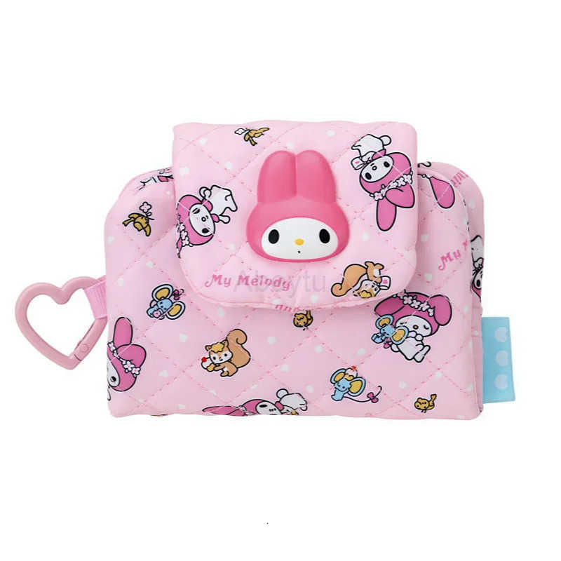 Sanrio Cartoon Cotton Wallet My Melody Cinnamoroll Cartoon Kawaii Zipper Fold Card Bag Multifunction Storage Coin Bag Pendant Girl Gift H251211