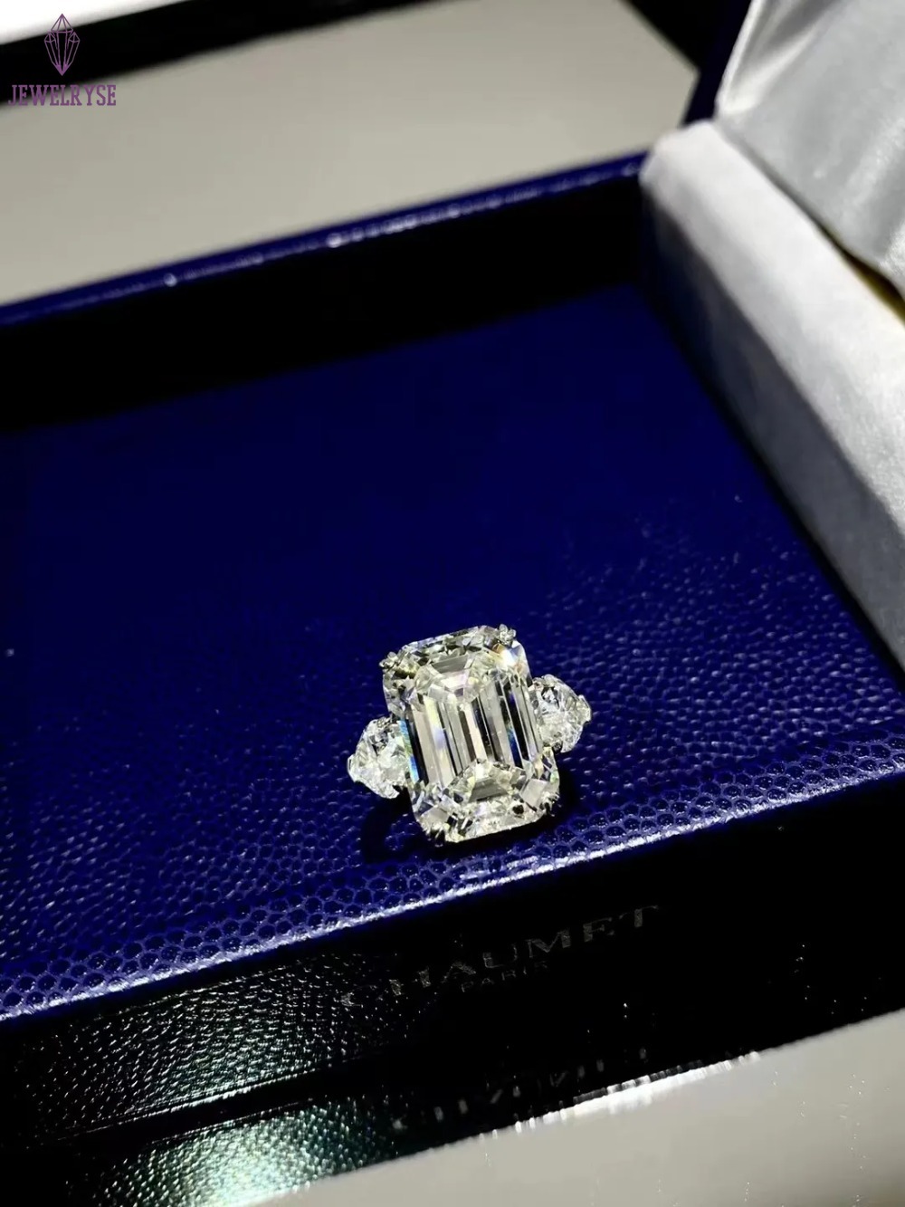 Moissanite Diamond Wedding Rings Luxury Jewelry Stunning Real 100% 925 Sterling Silver Emerald Cut Gemstones Party Eternity Women Bridal Ring For Love