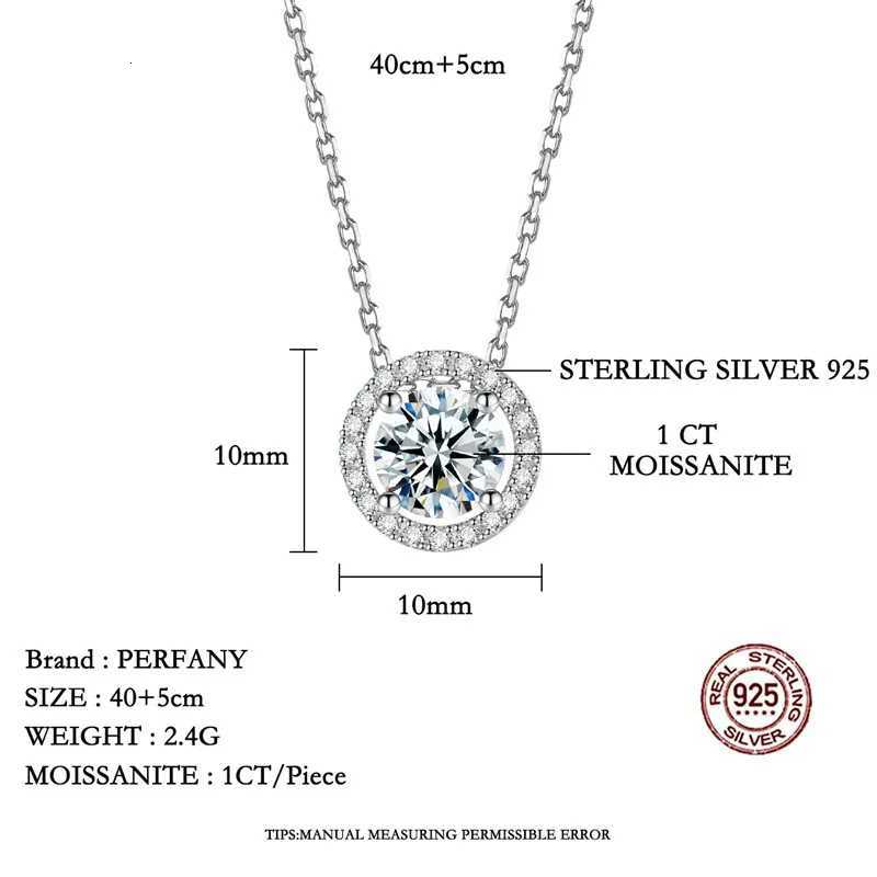 PERFANY 05/1/2CT Moissanite Necklace for Women S925 Pure Silver Round Laboratory Diamond Pendant Fashionable Wedding Jewelry M251211