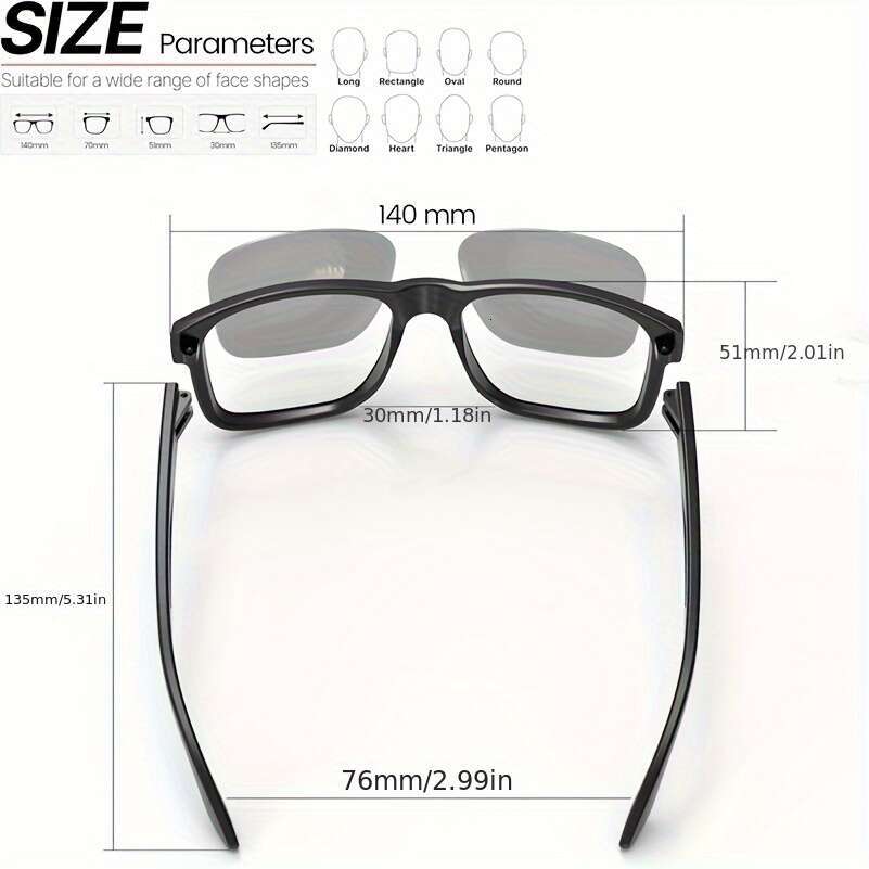 Square Polarized Fashion Glasses Lightweight With Technology, Green Tinted Lenses Floating Frame - High Quality Eyewear For Men & Women, Outdoor Activ