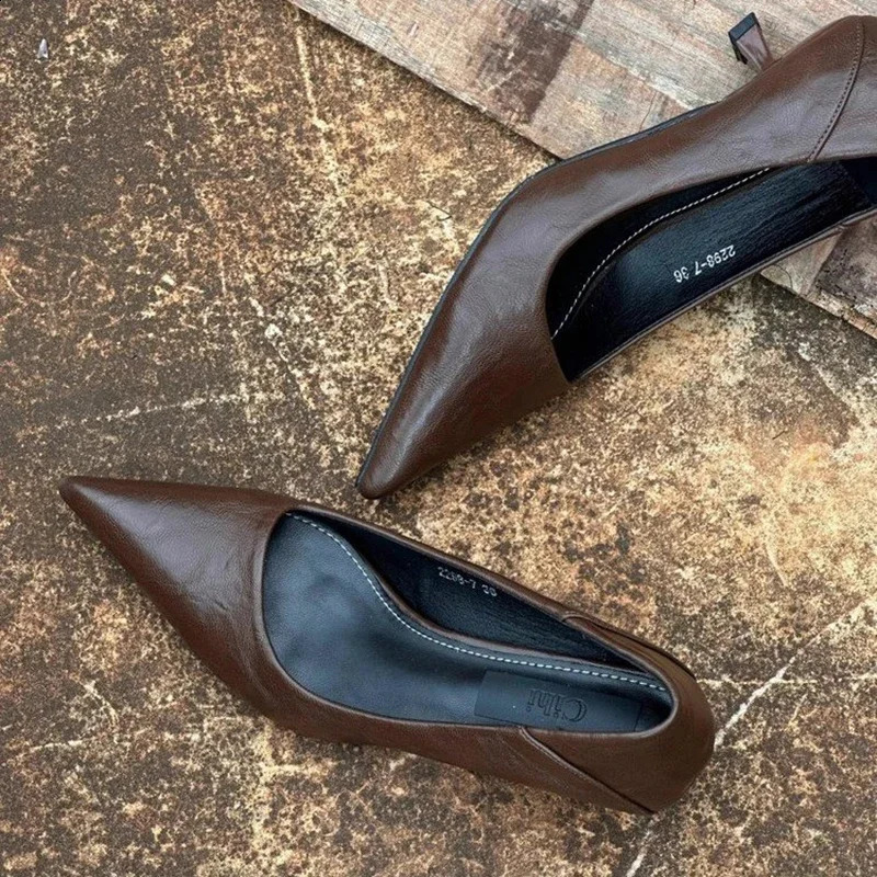 Spring Vintage Women Leopard Pumps Shoes Fashion Pointed Toe Slip On Shoes Concise Office Lady Shoes woman 251209 - view 6