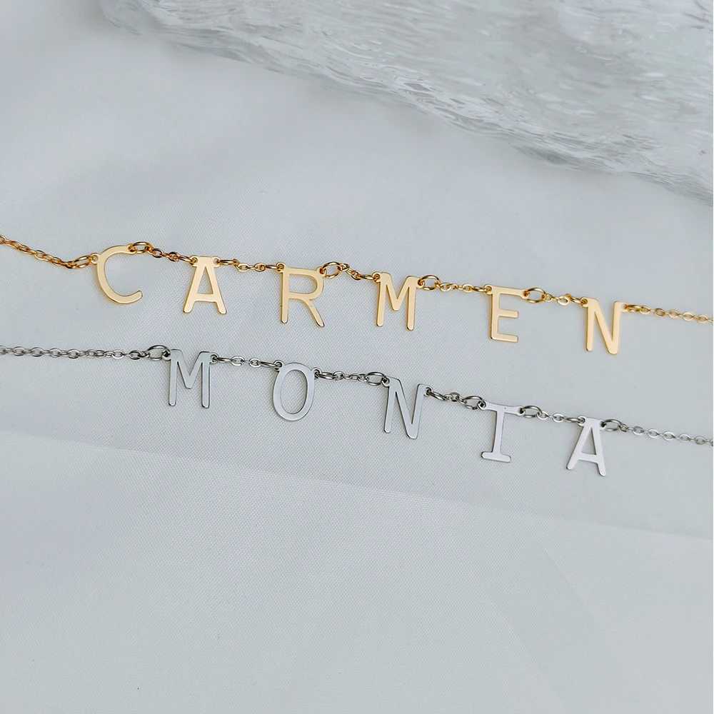 Personalized Custom Letter Necklace with Name Stainless Steel Initials Pendant Charm Women Jewelry Necklace Mother Gift M251211