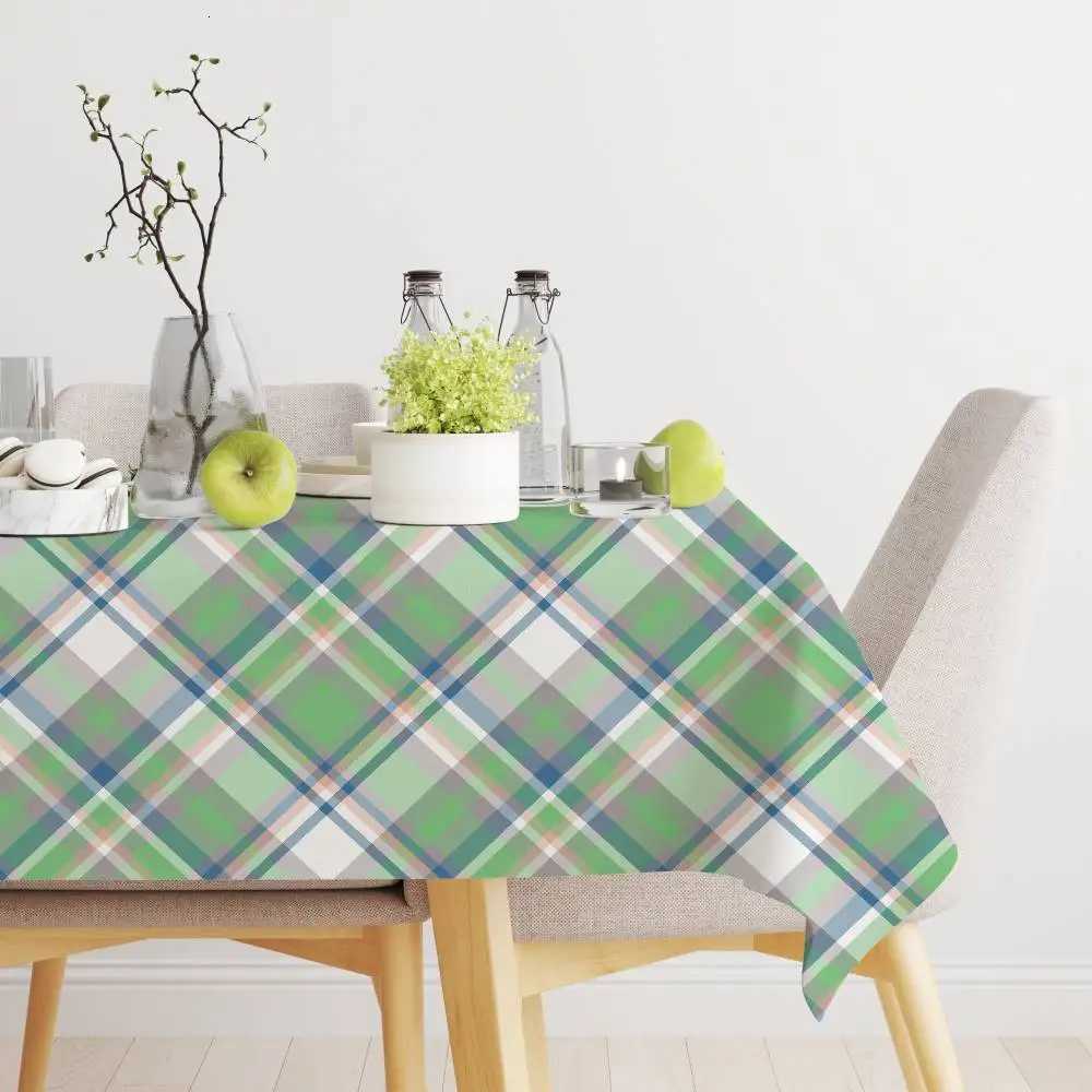Tartan Print Durable Rectangle Tablecloth - Scratch-Resistant For Restaurants Cafs Service H251211