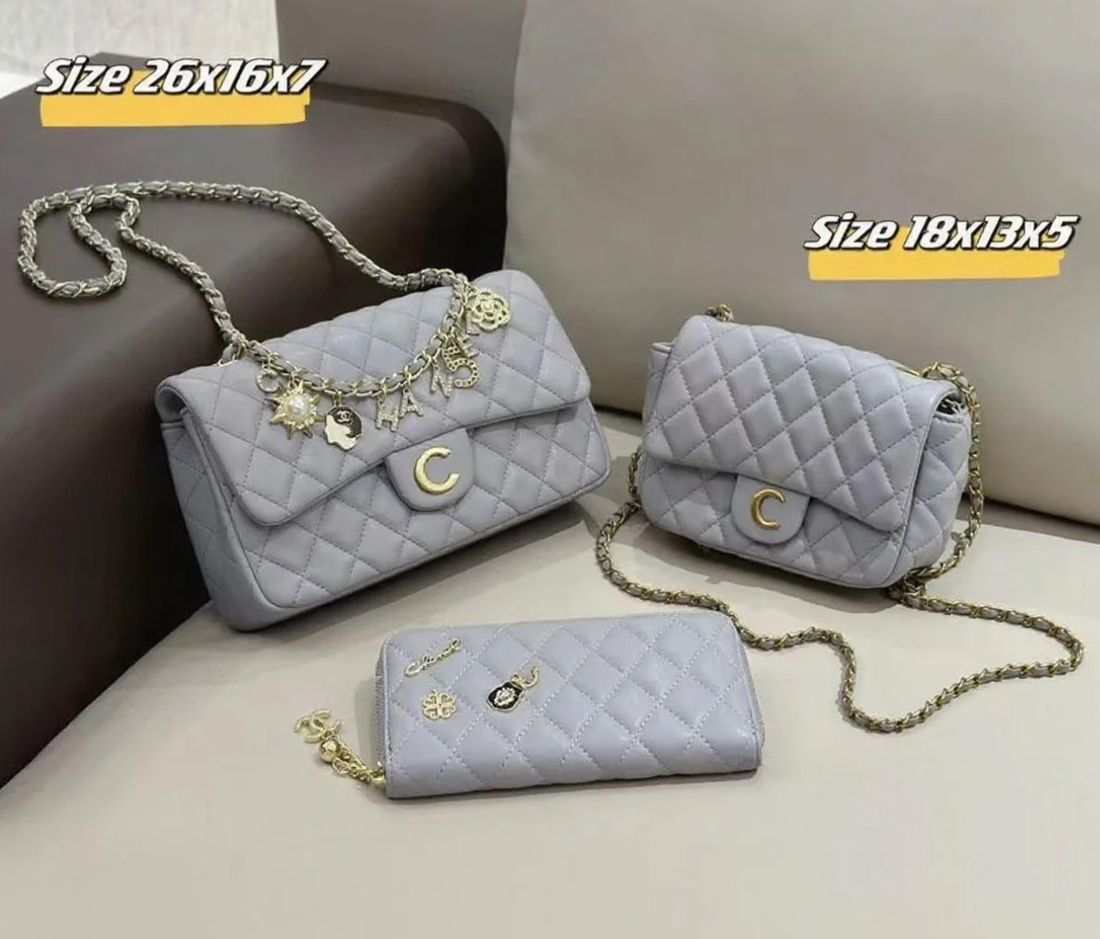 cc bag set, a perfect combination of shoulder bag, crossbody bag, and wallet 3-piece set, offering a variety of styles to choose from,ideal for both men and women.