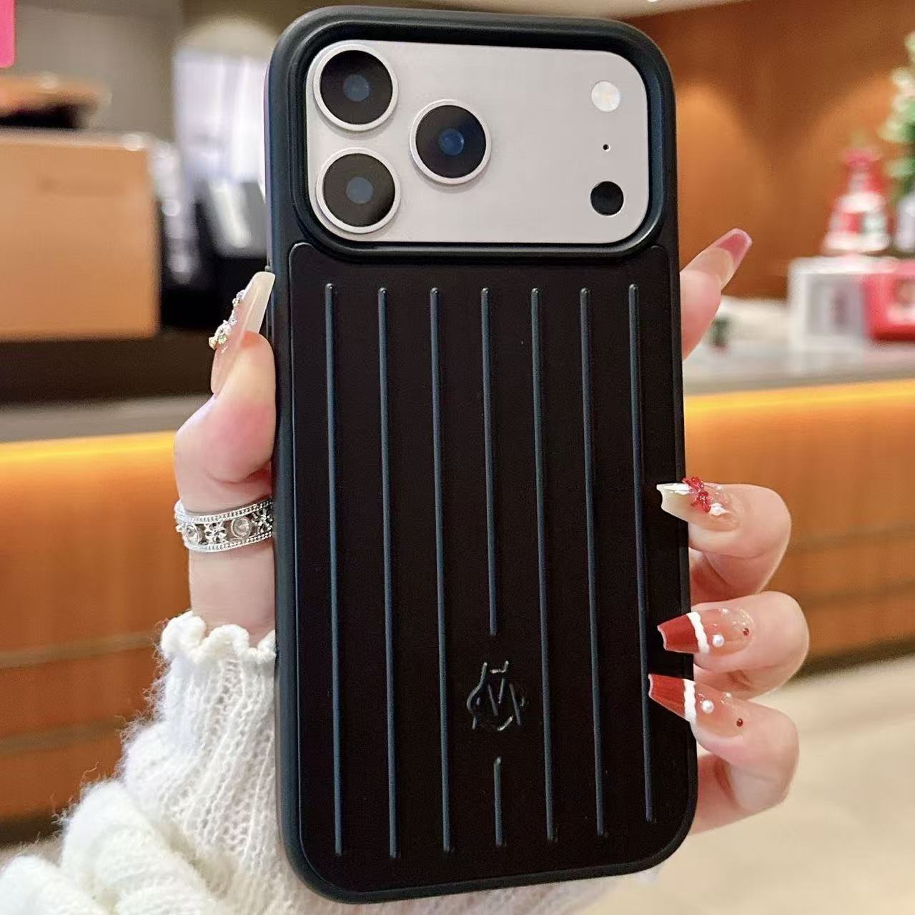 AAAA RIMO Phone Cases Suitcase Designer iPhone Case for Apple iPhone 17 Pro Max 16 15 14 13 Polycarbonate Titanium Aluminum Alloy Weave Back Cover RIM Phone Case