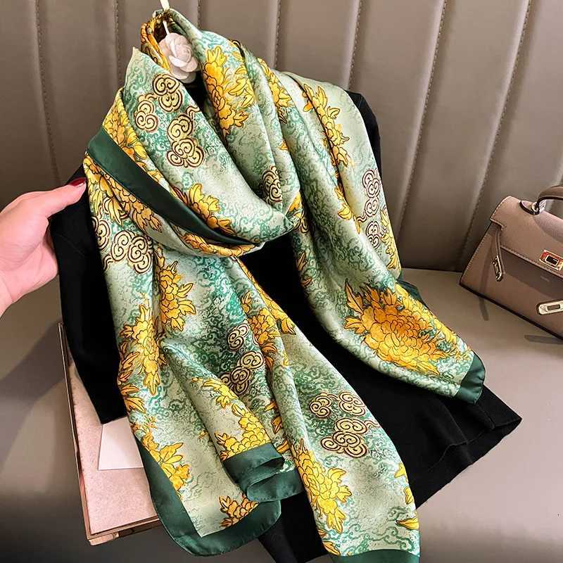 Luxury Brand Silk Scarf Women Large Shawls Hijab Design Stitching striped arrow imitation silk sunscreen outdoor beach towel Y251211