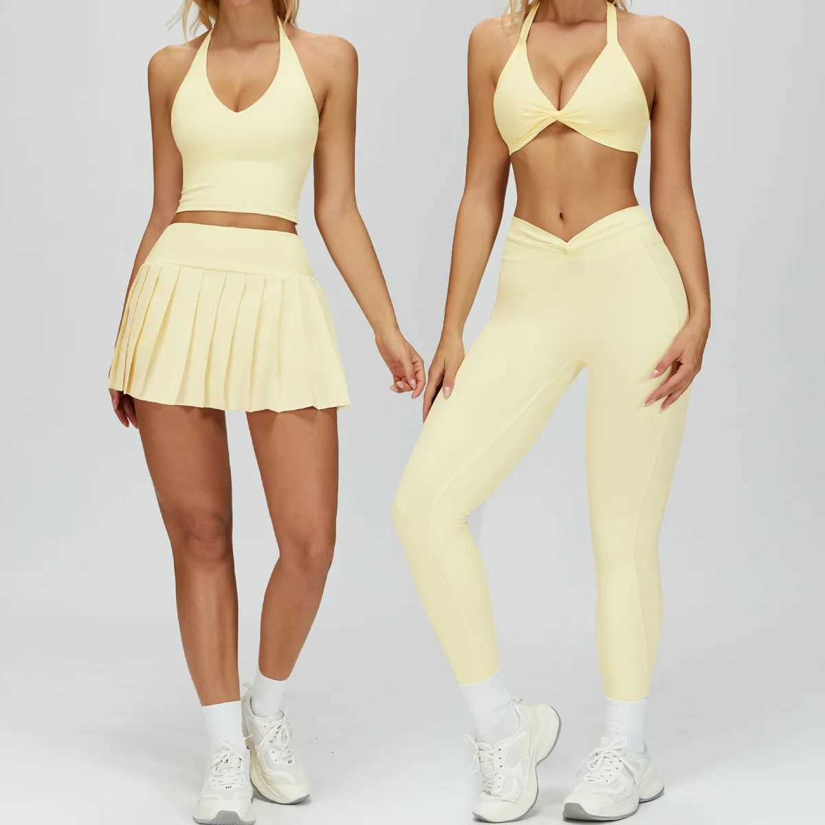 2PCS Yoga Suit Sports Set Women Tracksuit Running Workout Gym Tennis short skirt vest set Short Sleeve Sports Bra Athletic WearT251211