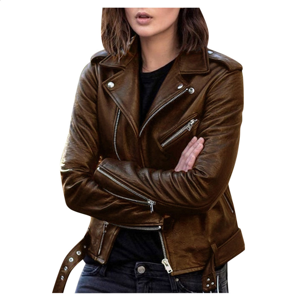 2025 Womens Leather Jacket Autumn Short Spring Korean Style PU Motorcycle Jacket Slim Fit Winter Leather Jacket 241129