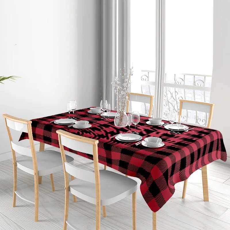 Red Black Plaid Tablecloth Rustic Country Style Dining Room Decorative Mat for Kitchen Tables H251211