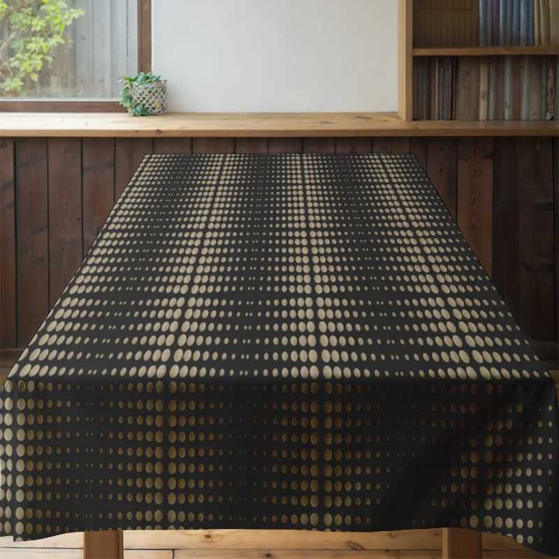 Modern Polka Dot Tablecloth - Decorative Dining Table Covers for Kitchen Home Decoration in Black Gold H251211