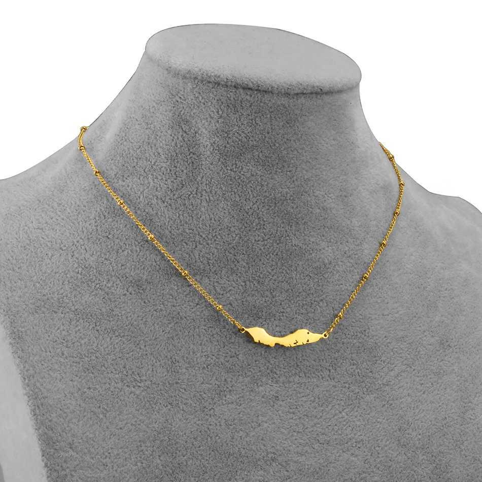 Anniyo 45cm/35cm Curacao Map Ball Chain Necklaces Charm Pendant Stainless Steel Gold Color Silver Color Jewelry 230321 M251211
