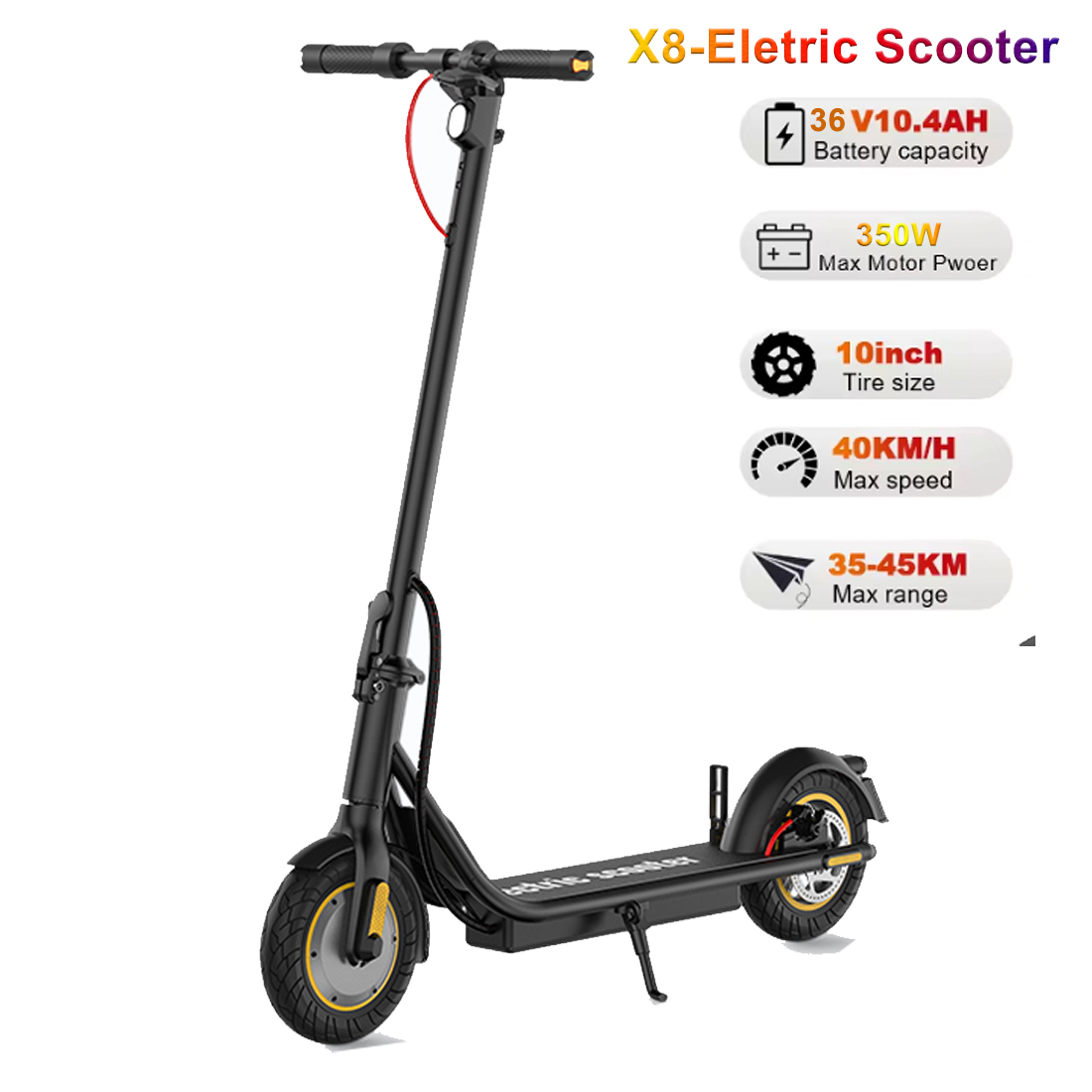 10 inches Electric Scooter Foldable E Scooter for Men, Woman 350W Motor, 10" Solid Tires, 36V, 10.4Ah, Max Speed Up to 19MPH and 21 Miles Long Ra