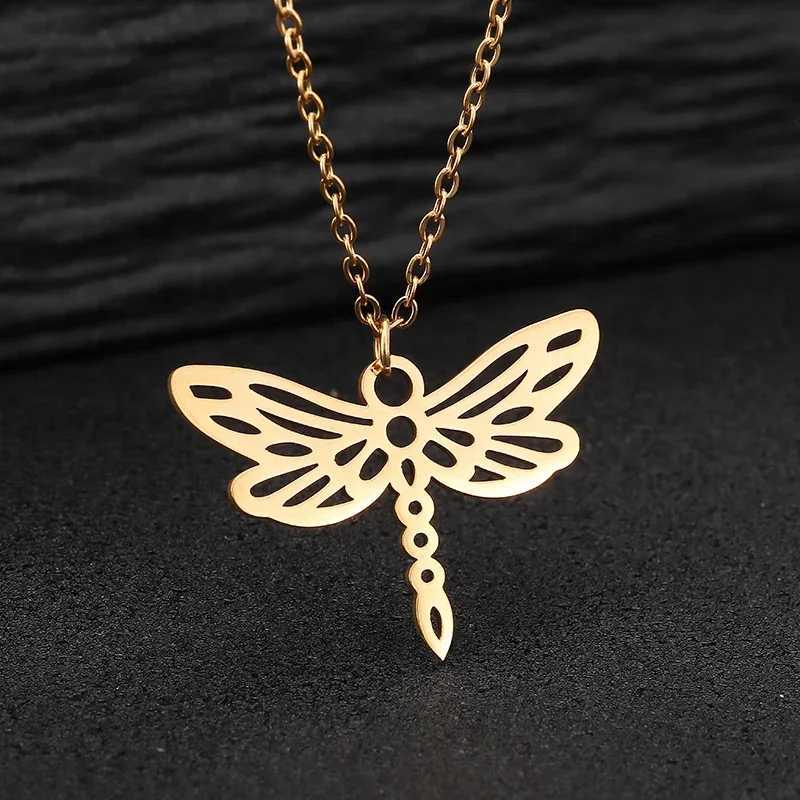 Necklace Stainless Steel Dragonfly Charn Necklace For Women Pendant Stainless Steel Chain Choker Necklaces Party Jewelry Gifts M251211