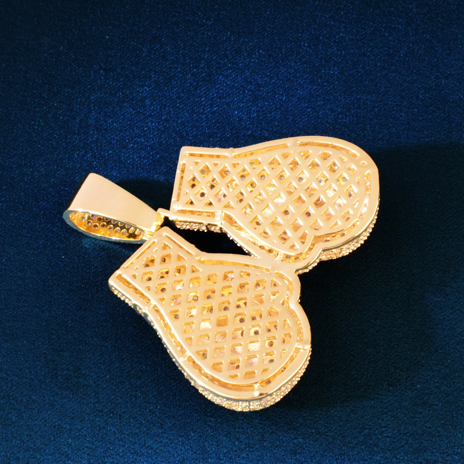 Hip Hop Pair Boxing Gloves Dollor Pattern Pendant Necklace Sports Fitness Jewelry 18K Real Gold Plated Jewelry