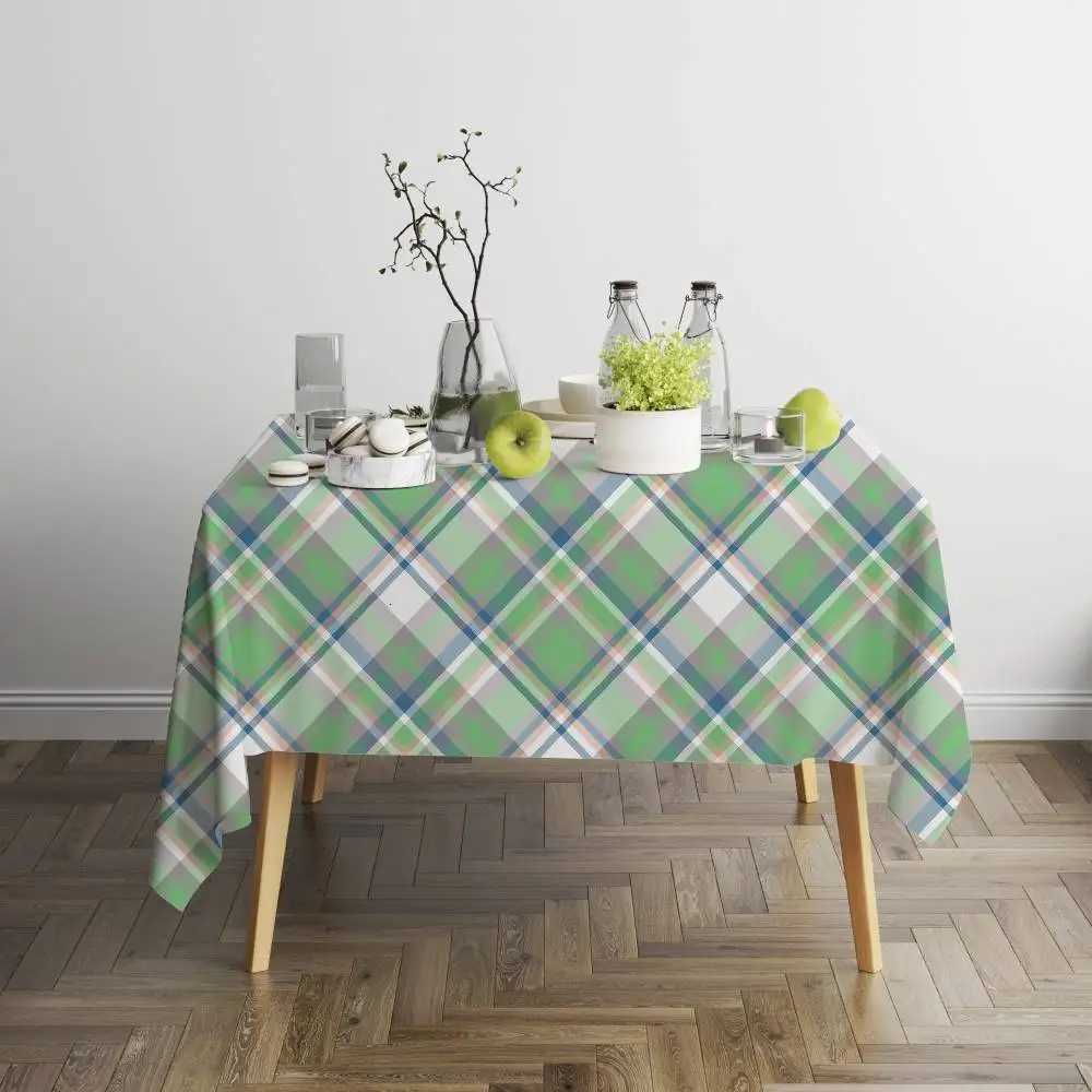 Tartan Print Durable Rectangle Tablecloth - Scratch-Resistant For Restaurants Cafs Service H251211