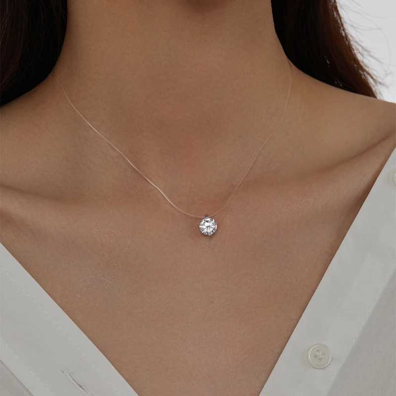 New S925 Sterling Silver 18k Gold Plated Necklace Single Sparkling Zircon Clavicle Chain for Women Wedding Fine Jewelry Collares M251211