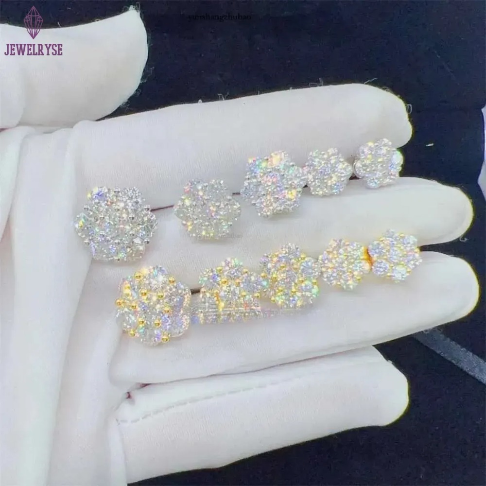 Zuanfa Top Selg Pass Dia Tester Fine Jewelry Sier 8mm 12mm wer Vvs Moissanite Stud Earrings