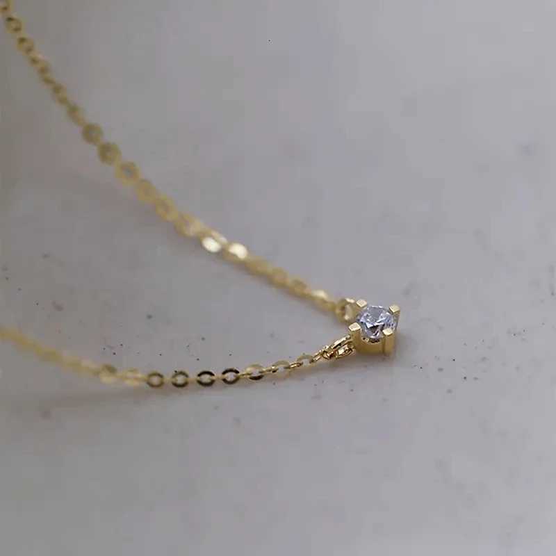 Huitan Minimalist Small Round CZ Pendant Necklace for Women Gold Color Chain Necklace Exquisite Girls Daily Wear Trendy Jewelry M251211
