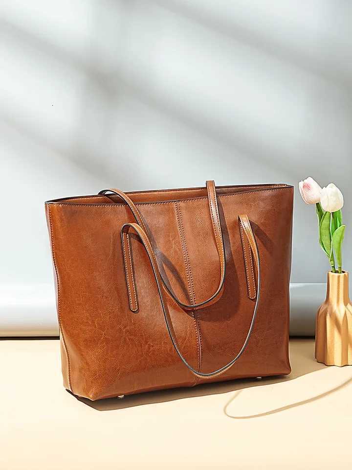 Luxury Wen Leather Tote Bag Top Layer Cowhide Large Capacity Fiable Handbag Brand Designer Shoder Bag 2025 New Handbag Y251211