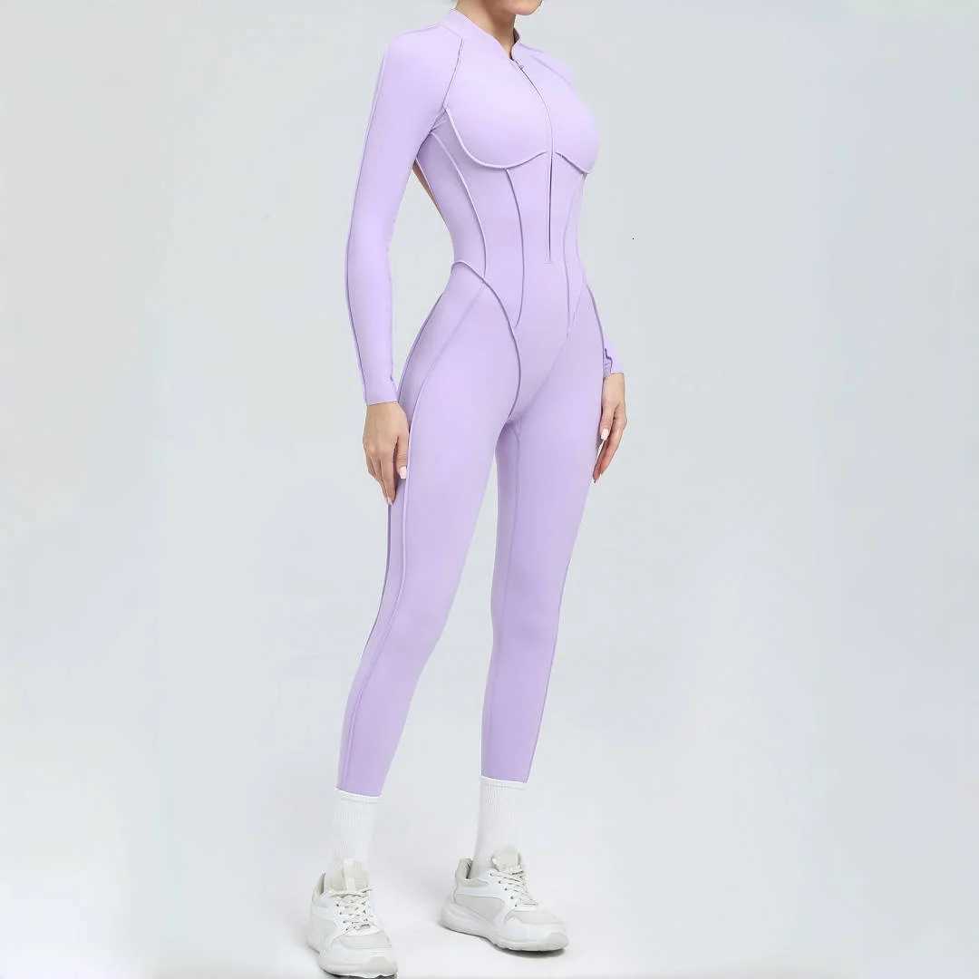 Backless Hip Lift Yoga Jumpsuit Sports Fitness Removable Padding Zipper Leggings One-Piece Running Workout Clothes Gym BodysuitT251211