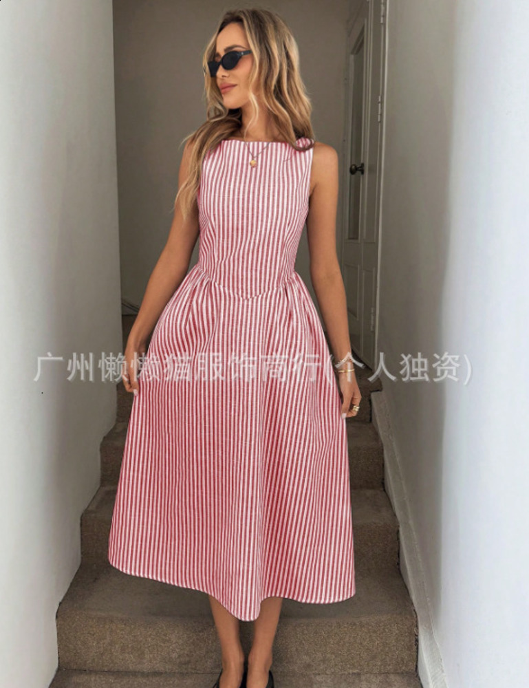 Bohemian Holiday Sundress ZANZEA Summer Elegant Maxi Dress Women Chic Striped Robe Longue Beach Party Sleeveless Dress240730