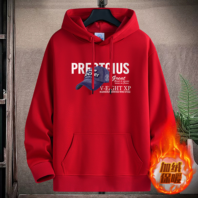 Men's Teenager Fleece-Lined & Thickened Hoodie: Korean Trendy Style, Autumn/Winter, for Junior & Senior High School Students, Loose Oversized Out