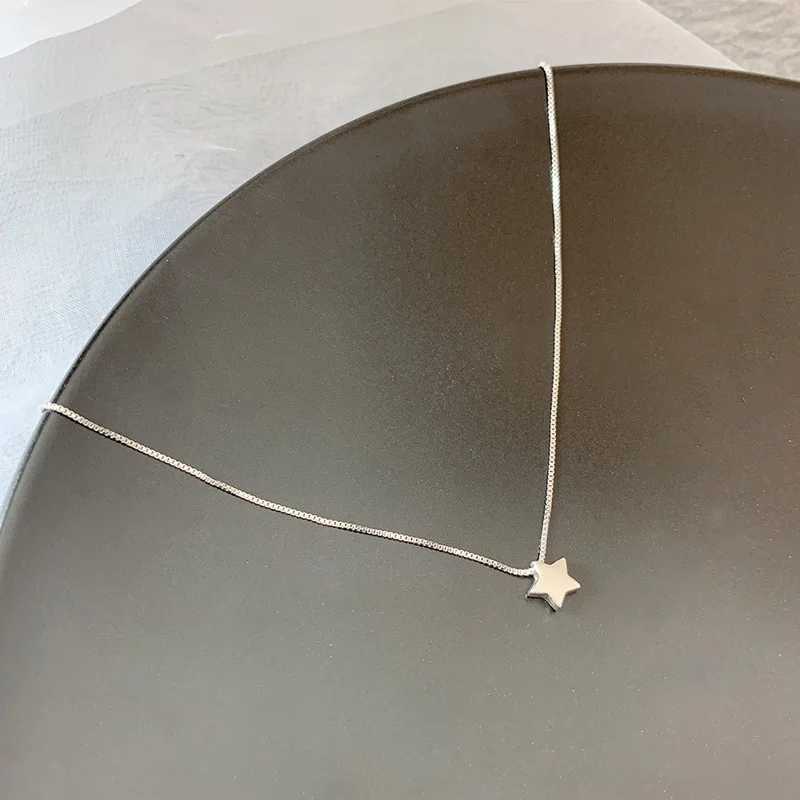 925 Sterling Silver Heart-shaped Necklace Female Clavicle Chain Shiny Star Pendant Simple Fashion Jewelry Party Birthday Gift M251211