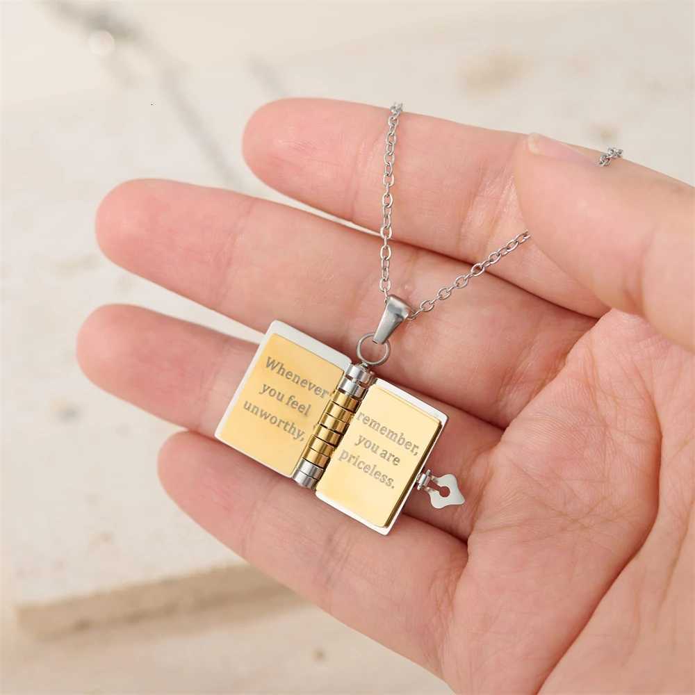 Incredible Daughter Book Necklace Adjustable Chain Book Locket Engraved MESSage My Daughter Necklaces Encouragement Gift M251211