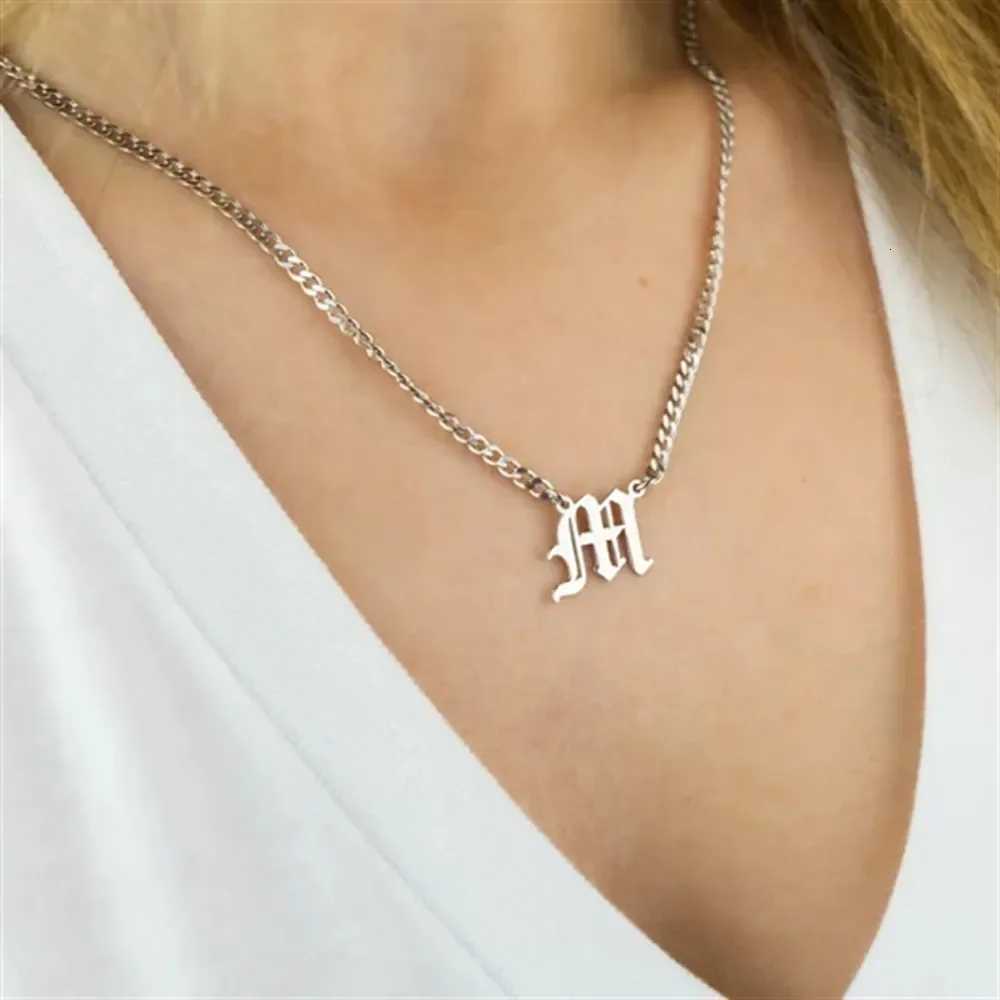 Custom Initials Necklace Gold - Plated Personalized Pendant Stainless Steel Chain Trendy Letter Jewelry for Women Ideal Gift M251211