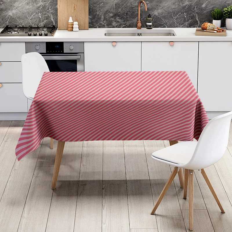 Waterproof Tablecloth Striped Table Cover Farmhouse Dining Decor Washable Table Linens Modern Kitchen Tablecloth Rectangle Table H251211