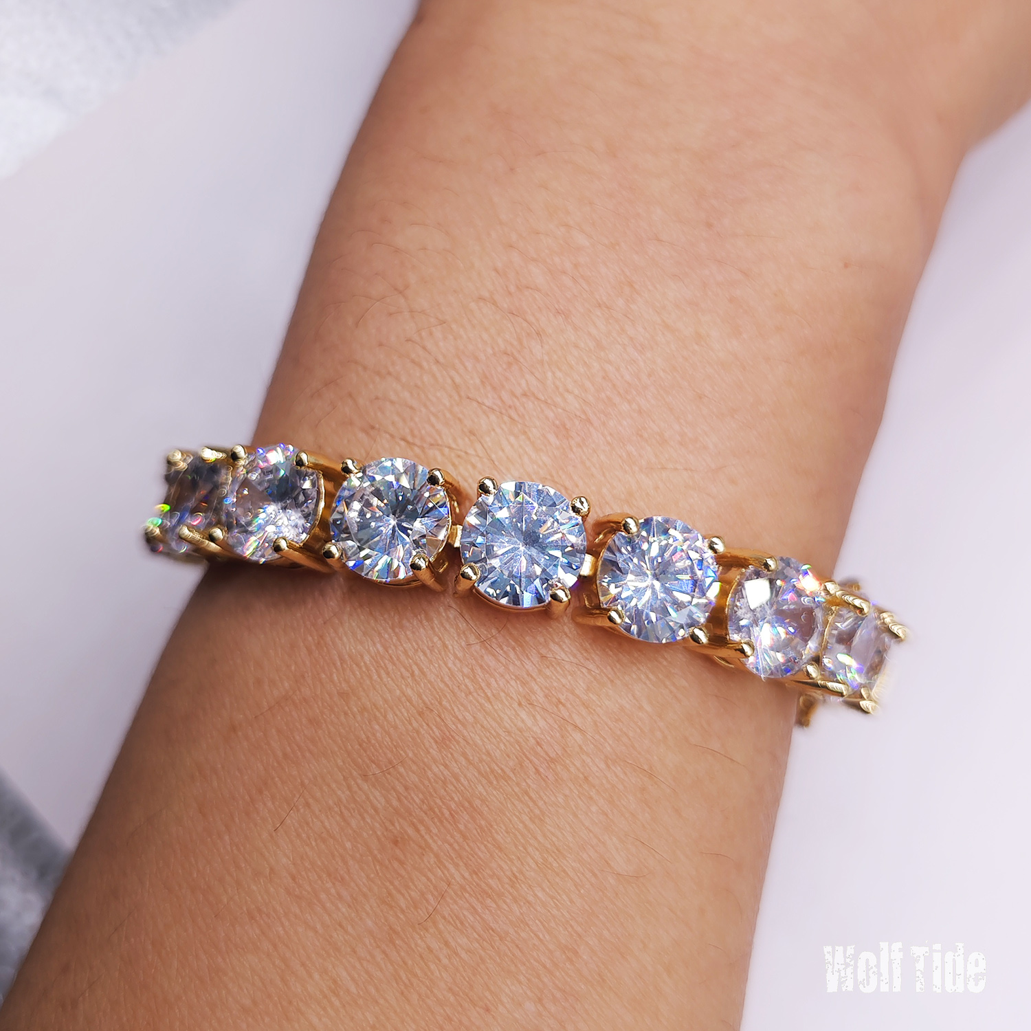 Hip Hop Tennis Bracelet with Gift Box 2.5-6mm Ice Out Diamond 18K Gold Plate Cubic Zirconia CZ Stone Chain for Men Women Guy Designer Luxury Rapper Je