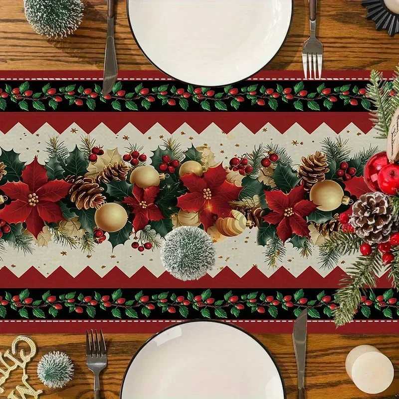 1pcs Christmas Indian Minority style golden decoration table Runner winter decoration table and home decoration celebration H251211
