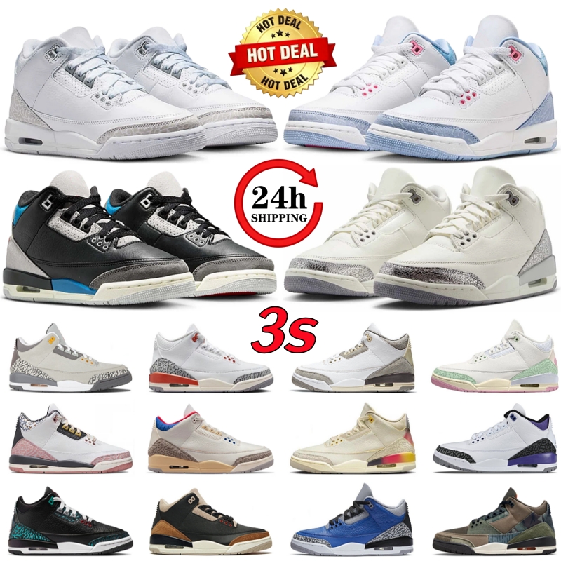 j3 3s Mens basketball shoes Low sports 3 jorbo3 white cement reimagined craft ivory unc for mens womens OG 3s basketball shoes platform trainers US13