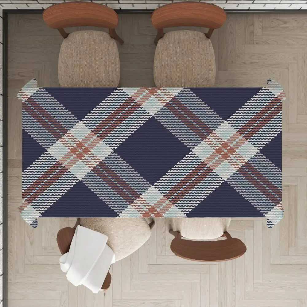 Tartan Print Portable Rectangle Tablecloth - Water-Resistant For Camping Picnics Gatherings H251211