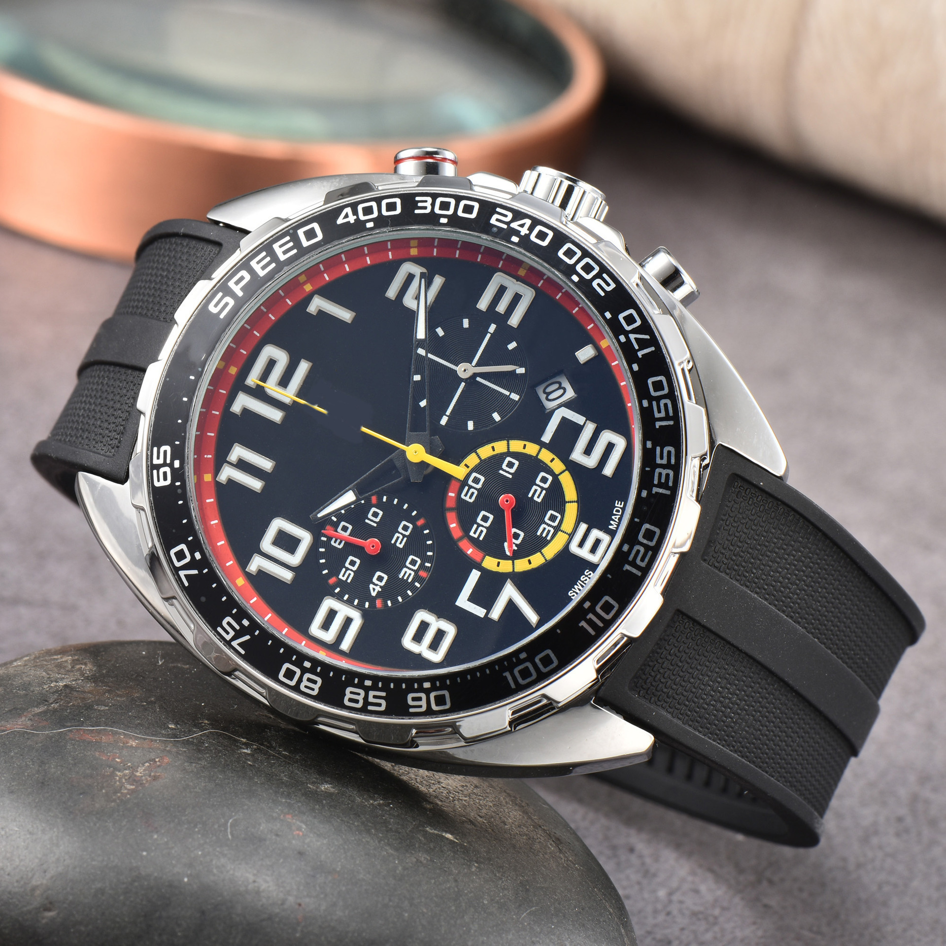 Fashion high-quality men's tape steel band 6-pin TA quartz watch multi-functional watch manufacturer direct sale