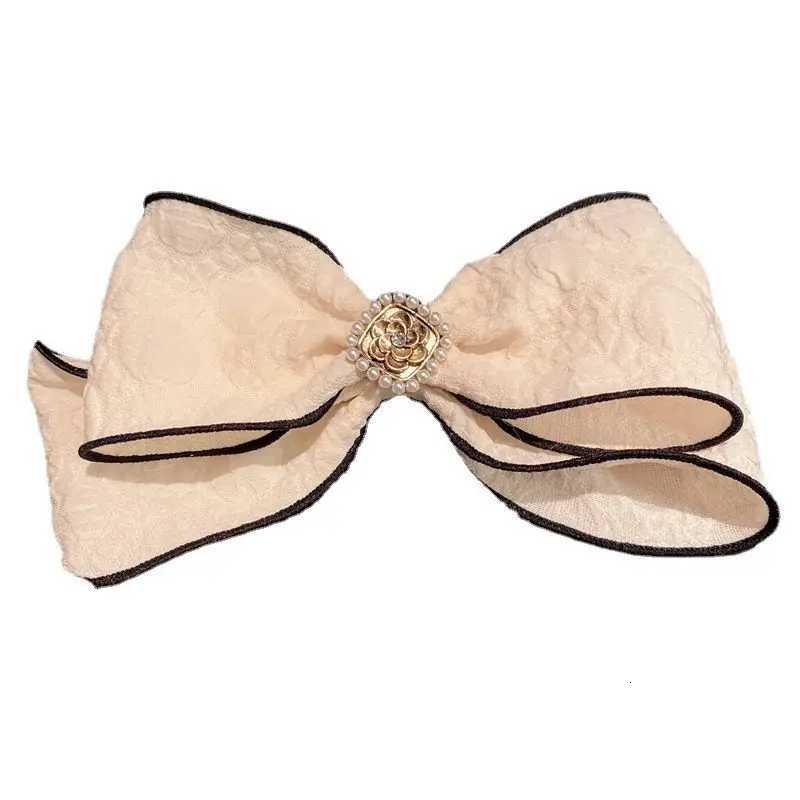 Elegant Fabric Bowknot Pearl Hair Clip Spring Clamp for Girls Tren piece Hairpins dr Korean Hair Accories Y251210