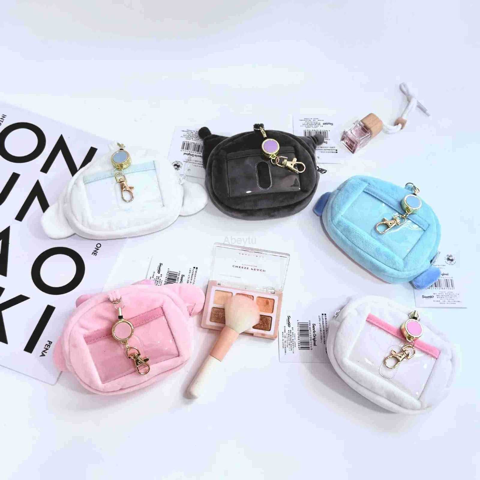 Sanrio HelloKitty Cinnamoroll Telescopic keychain Cartoon mymelody Coin Purse Zipper Coin Wallet Credit Card Drivers License Key Bag H251211