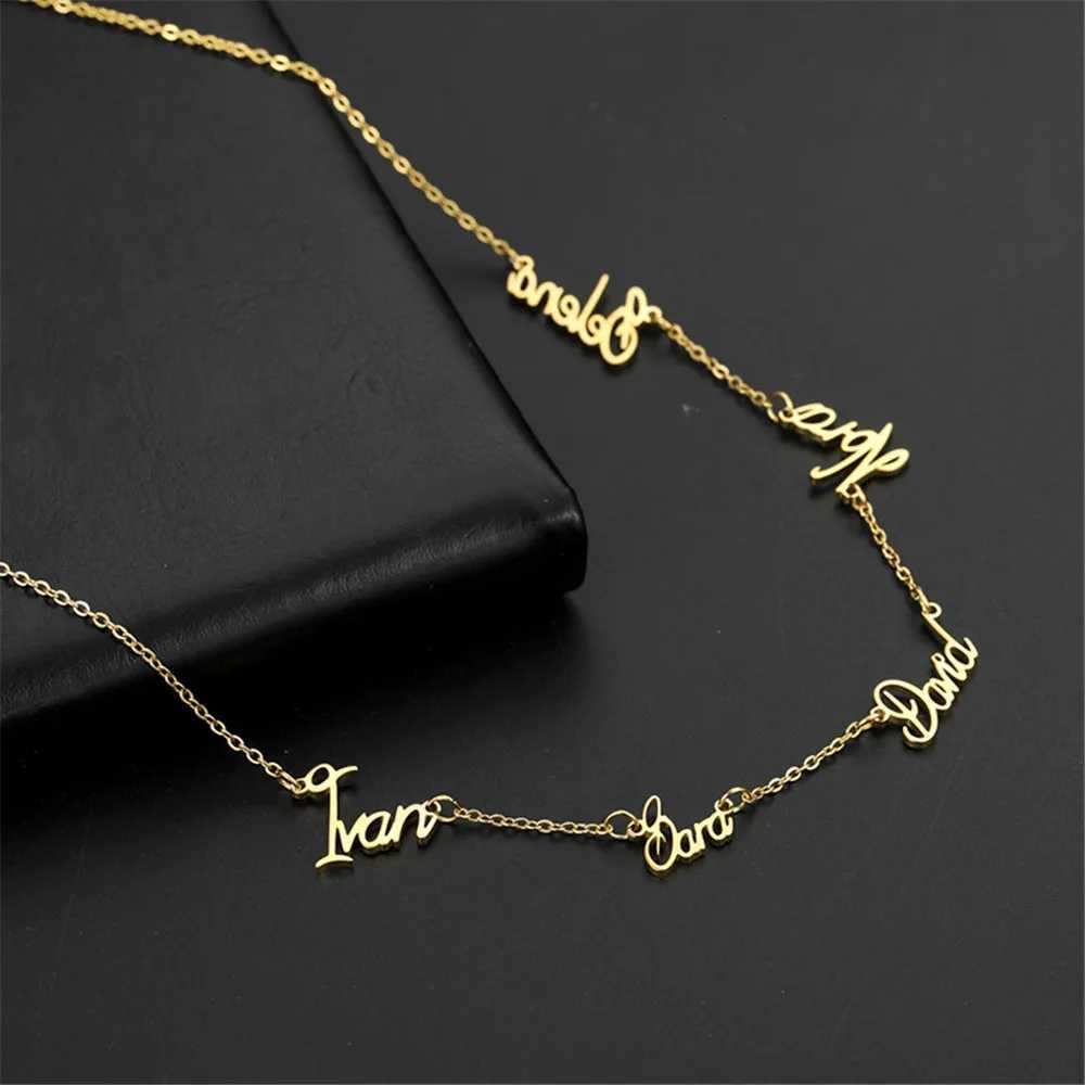 Cazador Personalized Multiple Names Necklace Custom 6 Nameplates Pendant Stainless Steel Family Members Neck Chains Jewelry Gift M251211