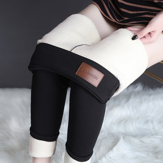 Winter Warm Plush Leggings Thermal Casual Stretchy For Fall Womens Clothing 241022