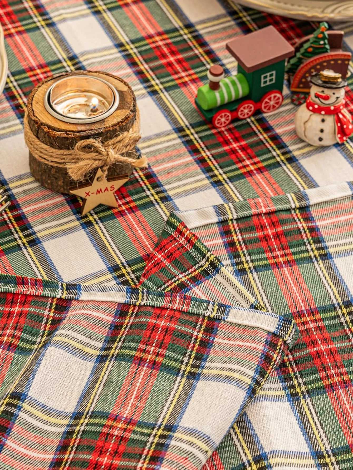 European style Christmas plaid fringe plaid tablecloth suitable for kitchen wedding And holiday table decoration tablecloths H251211